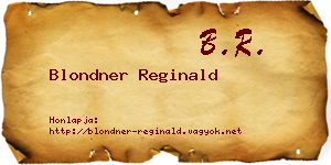 Blondner Reginald névjegykártya